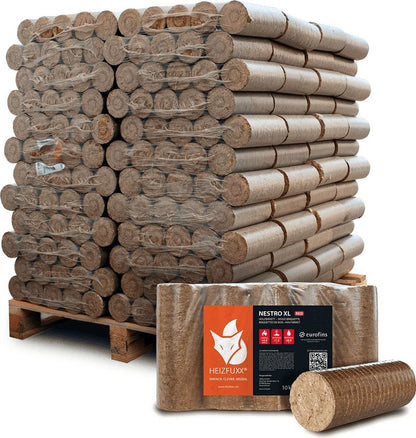 Heizfuxx Nestro XL Red Hartholzbriketts – 960 kg Palette (96 x 10 kg)