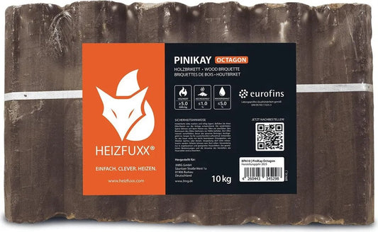 Heizfuxx PiniKay Octagon Hartholzbriketts – 960 kg Palette (96 x 10 kg)