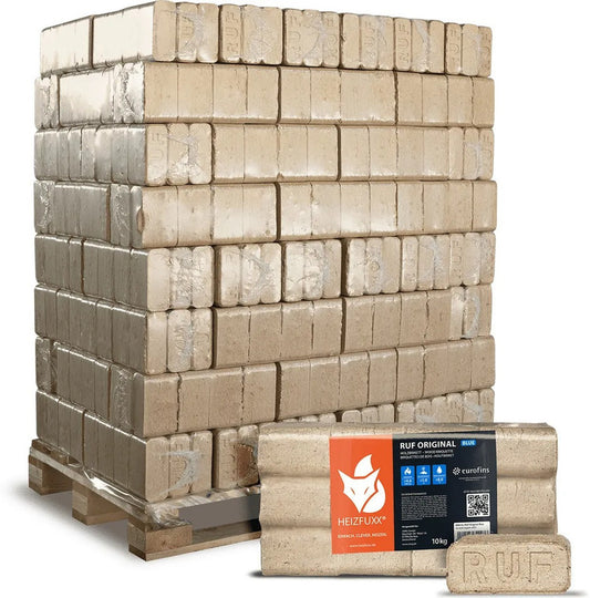 Heizfuxx RUF Original Blue Briketts – 960 kg Palette (96 x 10 kg)